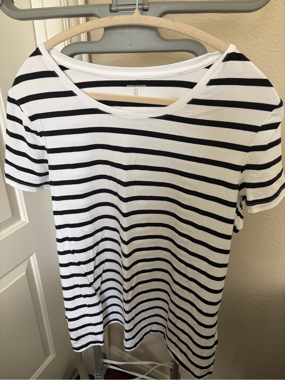 Amazon Essentials Black & White Striped Short Sleeve Tee